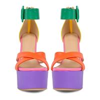 Nouvelle Arrivée Sandales à Talons Hauts Ouvertes en Similicuir Couleurs Assorties Plateforme Été Chaussures de Créateur Grandes Tailles