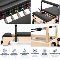 Mesin Pilates Reformer Lipat Aluminium Kayu Oak Maple, Core Bed Tahan Lama dan Portabel untuk Rumah & Studio Yoga