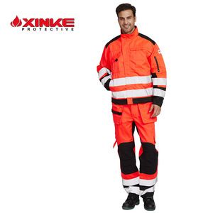 Conjunto de Ropa de Trabajo Ignífuga Xinke para Hombre, Ropa de Seguridad de Algodón de Alta Visibilidad, Tipo Dividido, para Uso en las Cuatro Estaciones - Product Image 1