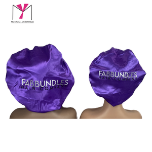 Fabbundles Satin <b>Bonnet</b> Purple With Glitter Band 54-56cm Fashion Sleep Hat For Women Home Use - Product Image 2