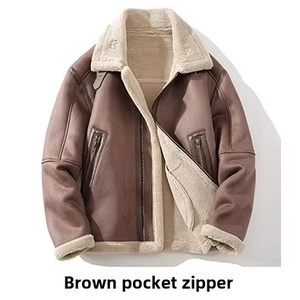 Giacca invernale All-In-One da <span class=keywords><strong>uomo</strong></span> <span class=keywords><strong>di</strong></span> <span class=keywords><strong>marca</strong></span> alla moda giacca <span class=keywords><strong>di</strong></span> pelliccia <span class=keywords><strong>di</strong></span> agnello In pelle <span class=keywords><strong>di</strong></span> cuoio e cotone spessa e abbigliamento da motociclista - Product Image 4