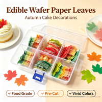 Feuilles de décoration de gâteau en papier wafer en boîte, motifs floraux, boîte de rangement, vente en gros, directement de l'usine, fourniture OEM, en stock, décoration de gâteau