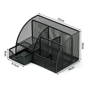Organisateur de bureau en maille avec tiroir, porte-stylos en métal à 7 compartiments - Product Image 3