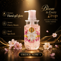 Gel Douche Hydratant aux Fleurs de Cerisier, Savon Corporel Floral Nettoyant Doux pour Usage Quotidien
