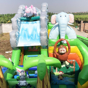 Giant chateau gonflable safari bouncy jungle <b>inflatable</b> bounce <b>house</b> with slide kids jumping castle - Product Image 2