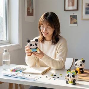 Bloques de construcción de micropartículas, adorno de Panda de dibujos animados, 200-400 piezas, juguete educativo para niños de 8 a 13 años, Unisex - Product Image 3