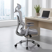 Chaise de bureau ergonomique moderne en maille avec accoudoirs et appuie-tête 3D réglables, base coulissante - Usage commercial