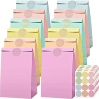 Sacs cadeaux en papier kraft coloré, sacs d'emballage pliables pour pâtisseries et bonbons, sacs d'emballage à fond plat, sacs en papier kraft