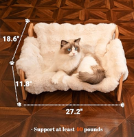 Cama Elevada para Gatos de Interior, Sofá de Madera para Gatos con Funda Extraíble y Lavable, Silla Elevada Tipo Lounge para Gatitos