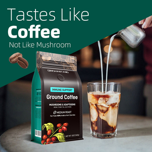 QINSHANTANG Etiqueta Privada medio tostado granos de café <span class=keywords><strong>colombiano</strong></span> Reishi cola de pavo Lions Mane Mix Black Mushroom Ground Coffee - Product Image 3