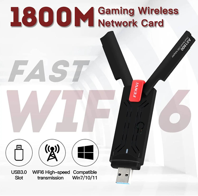 High Quality Wifi 6 AX 1800Mbps Wireless Network Cards Wifi 6 Dual Band Usb Wifi Adapter 1800Mbps for Desktop Laptop Pc