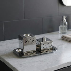 Juego de quemadores de incienso de acero inoxidable plateado de primera calidad con diseño de cubos tradicionales para decoración aromática del hogar y fragancia para regalo - Product Image 2