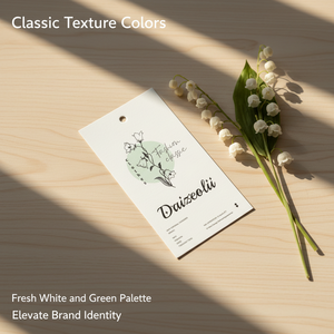 ป้ายห้อยแบบมีเชือกผูก พิมพ์ลายฟอยล์ทอง กันน้ำ ลายนูน 3 มิติ สีขาวทันสมัย ทำจากกระดาษอาร์ตพิเศษ เหมาะสำหรับใส่ในถุงเสื้อผ้า รองเท้า - Product Image 2