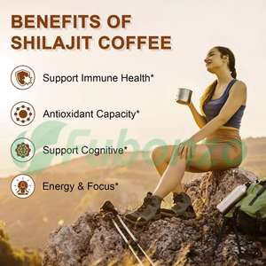 Café instantané en poudre de champignons Shilajit pour adultes, marque privée, café instantané au <span class=keywords><strong>guarana</strong></span>, chaga, cordyceps, ashwagandha, santé immunitaire et digestive - Product Image 3
