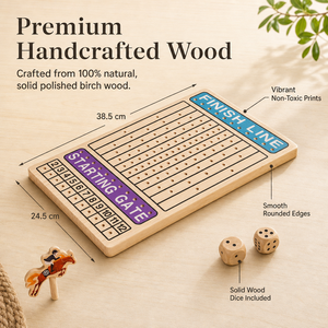 Juego de Mesa de Carreras de Caballos de Madera con Dados de Madera y Caballos de Madera Numerados del 2 al 12, Juego Familiar para Niños y Adultos - Product Image 1