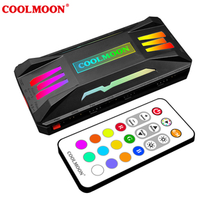 Contrôleur de ventilateur PWM COOLMOON compatible, synchronisation ARGB avec carte mère, télécommande, ventilateur de refroidissement pour ordinateur, concentrateur d'extension HUB - Product Image 1
