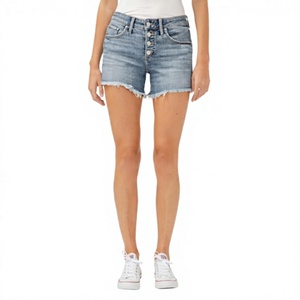 Medium Wash Eco-Friendly Woven High Quality <b>Stretch</b> Mid Waist Casual Summer Boyfriend Jeans Women's <b>Denim</b> Shorts Wholesale - Product Image 2