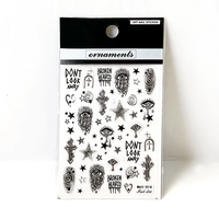 Autocollants 3D en relief pour ongles, style gothique, métalliques argentés, yeux pleureurs, croix, étoiles, vente en gros