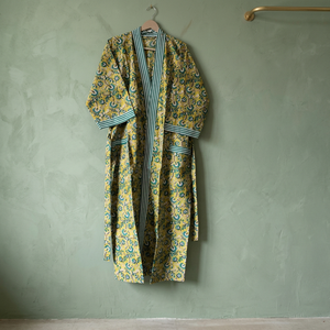 Bata Kimono de Algodón Tejida a Mano, Transpirable, con Solapa en Contraste, Manga Tres Cuartos, Estampado a Mano, para Ocasiones de Ocio - Product Image 2