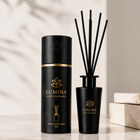 Diffuseur de parfum noir et or de luxe, personnalisation OEM/ODM, fabricant direct d'usine, solution de marque de parfum d'ambiance haut de gamme