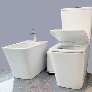 <span class=keywords><strong>WC</strong></span> mural en céramique vitreuse, couleur ivoire mat, à double chasse, sans bride, à jet tornade, deux pièces, avec bidet intégré. - Product Image 4