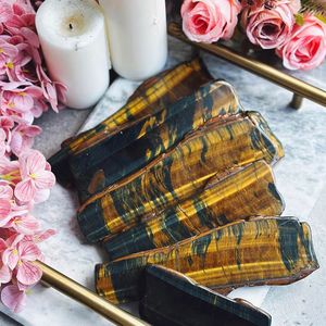 Oferta Especial: Losa de Cristal de Ojo de Tigre Natural de Alta Calidad para Sanación Espiritual, Corte Amarillo y Azul, Piedra Artesanal Premium - Product Image 4