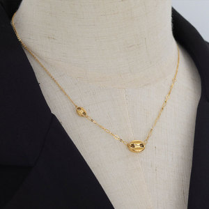 Collar de Cadena de Nariz de Cerdo de Acero Inoxidable 316 Resistente al Agua y al Deslustre, Chapado en Oro de 14k y 18k, Joyería de Moda para Mujer - Product Image 3