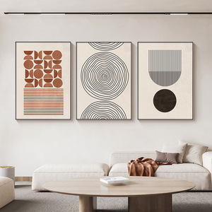 Tríptico de decoración de pared para el hogar Morandi, arte de pared abstracto, línea y forma geométrica, arte de impresión HD enmarcado minimalista moderno sobre lienzo - Product Image 2