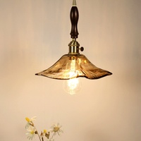 Lámpara Colgante Japonesa Vintage con Pantalla de Vidrio Ámbar para Sala de Estar, Comedor, Dormitorio, Balcón, Decoración