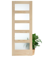 Porte de bureau insonorisée en bois avec porte intérieure en verre dépoli trempé, design simple, style shaker, porte française moderne sur mesure