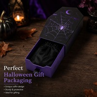 Boîte cadeau en carton noir et violet de style gothique pour Halloween, boîte à tiroir en forme de cercueil pour la décoration de fête, petits cadeaux