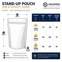 Pure AL folie stand-up pouch, vochtbestendig, herbruikbaar, 30g/50g/100g voor noten, gedroogd fruit, snacks, dierenvoer, export