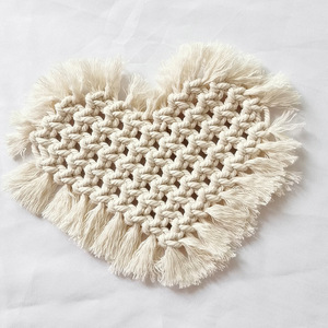 Al por mayor personalizado amor corazón buena calidad hechos a mano la posavasos <span class=keywords><strong>de</strong></span> vidrio para beber <span class=keywords><strong>Macrame</strong></span> arte Montaña Rusa - Product Image 6