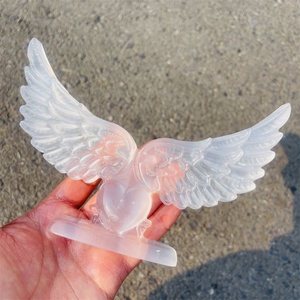 Cristalli naturali quarzo gesso ala bianco Selenite cristallo intaglio cuore <span class=keywords><strong>ali</strong></span> d'<span class=keywords><strong>angelo</strong></span> per regali mascotte - Product Image 5