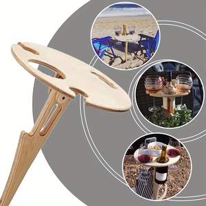 <span class=keywords><strong>Table</strong></span> à vin ronde portable en bois de bambou <span class=keywords><strong>Table</strong></span> de pique-nique de bureau <span class=keywords><strong>support</strong></span> de piquet pour <span class=keywords><strong>balcon</strong></span> extérieur jardin plage Camping - Product Image 3