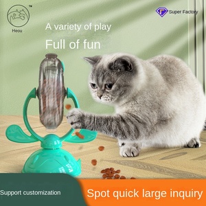 Yeni Plastik Kedi Oyuncak Seti, Yavaş Mama Tahliye Edici Döner Yel Değirmeni Tablası ile Kediler İçin - Toptan - Product Image 2