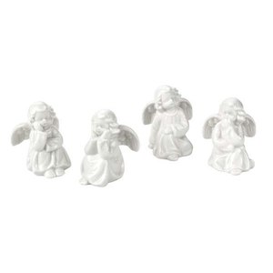 Set di 4 pezzi di porcellana angeli 90mm H sculture - Product Image 1