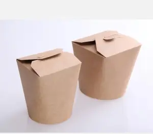 Коробка для продуктов из крафт-бумаги, Плоская Круглая Коробка для лапши для магазина kabab