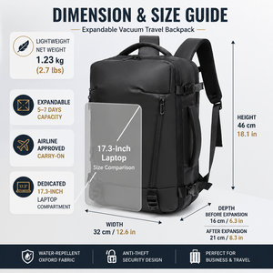 Nouveau <span class=keywords><strong>Sac</strong></span> à Dos Unisexe Tendance pour Ordinateur Portable, Imperméable, avec Fermeture Éclair, Pompe de Compression à <span class=keywords><strong>Vide</strong></span>, <span class=keywords><strong>Sac</strong></span> à Air, Personnalisable, Loisirs, USB - Product Image 6
