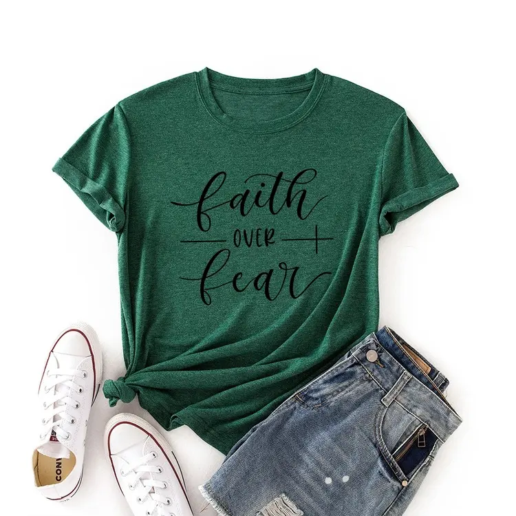 Camiseta informal de fe sobre el Fear para niña, ropa con eslogan gráfico Fearless, Vintage, 2022