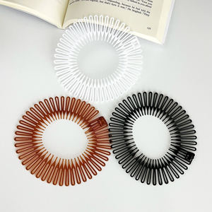 Sisir Rambut Fleksibel Plastik, Ikat Kepala Wanita untuk Mencuci Muka, Aksesoris Rambut untuk Makeup, Jepit Rambut Gaya Zig Zag, Ikat Kepala Bergigi Lingkaran - Product Image 2