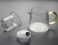 Ensemble de théière en verre transparent à haute teneur en borosilicate résistant à la chaleur avec théière bouilloire infuseur thé café feuille sucre 6 tasses