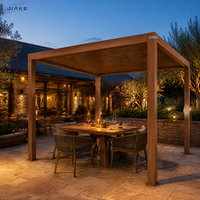 Pergola bioclimatique autoportante JIAKE en aluminium à grain de bois, à lames orientables, résistante aux intempéries, pour terrasse et restaurant