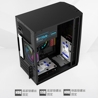 Boîtier pour PC de jeu RVB avec 4 ventilateurs ARGB et synchronisation de carte mère en verre trempé, USB 3.0, tour moyenne MATX, conception en maille à haut débit d'air