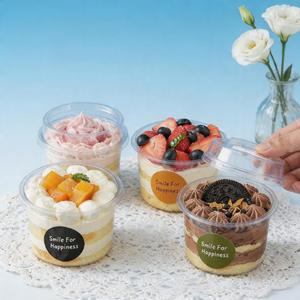 Gobelets à dessert en PET <span class=keywords><strong>de</strong></span> qualité alimentaire, écologiques, à faible MOQ, gobelets ronds jetables pour mousse et crème glacée avec couvercle et cuillère pour les fêtes - Product Image 1