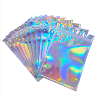 Sacs d'emballage holographiques laser personnalisés refermables avec fenêtre transparente avant et fermeture éclair, sacs en Mylar