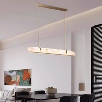 Lámpara Colgante Larga de Mármol Francés para Techo Alto, Lámpara de Araña de Cobre para Villa, Hogar, Restaurante, Sala de Estar
