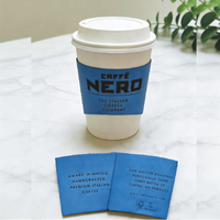 Manchon en carton ondulé personnalisé avec logo pour gobelets jetables de thé au lait et café, boissons chaudes/froides, compatible avec les cartes de visite