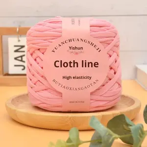 Grandes pantoufles tricotées à la main en bande de tissu teint haute élasticité, fil de coton Sairo pour crochet DIY, panier de rangement pour chaussures - Product Image 5