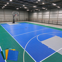 Dalles de sol sportives modulaires en PP à emboîtement 300 x 300 mm antidérapantes pour terrain de basketball intérieur